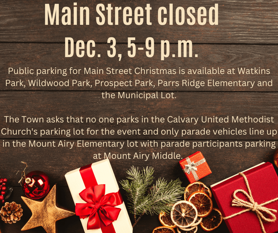 Main Street closed Dec. 3, 5-9 p.m. 