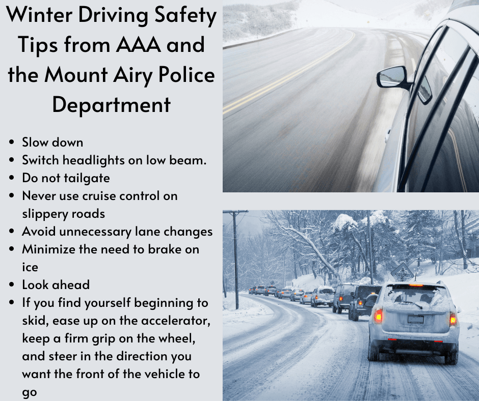 Winter Driving Safety Tips from AAA and the Mount Airy Police Department