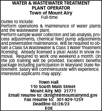 water and wastewater treatment plant operator 