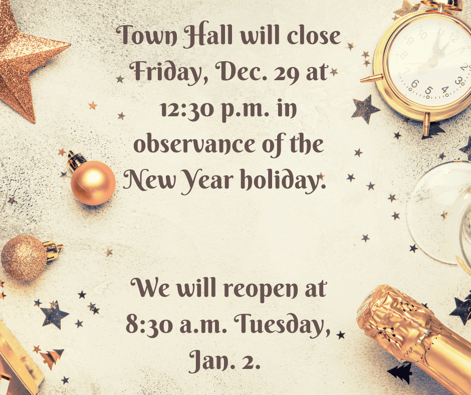 Town Hall closed for New Year holiday