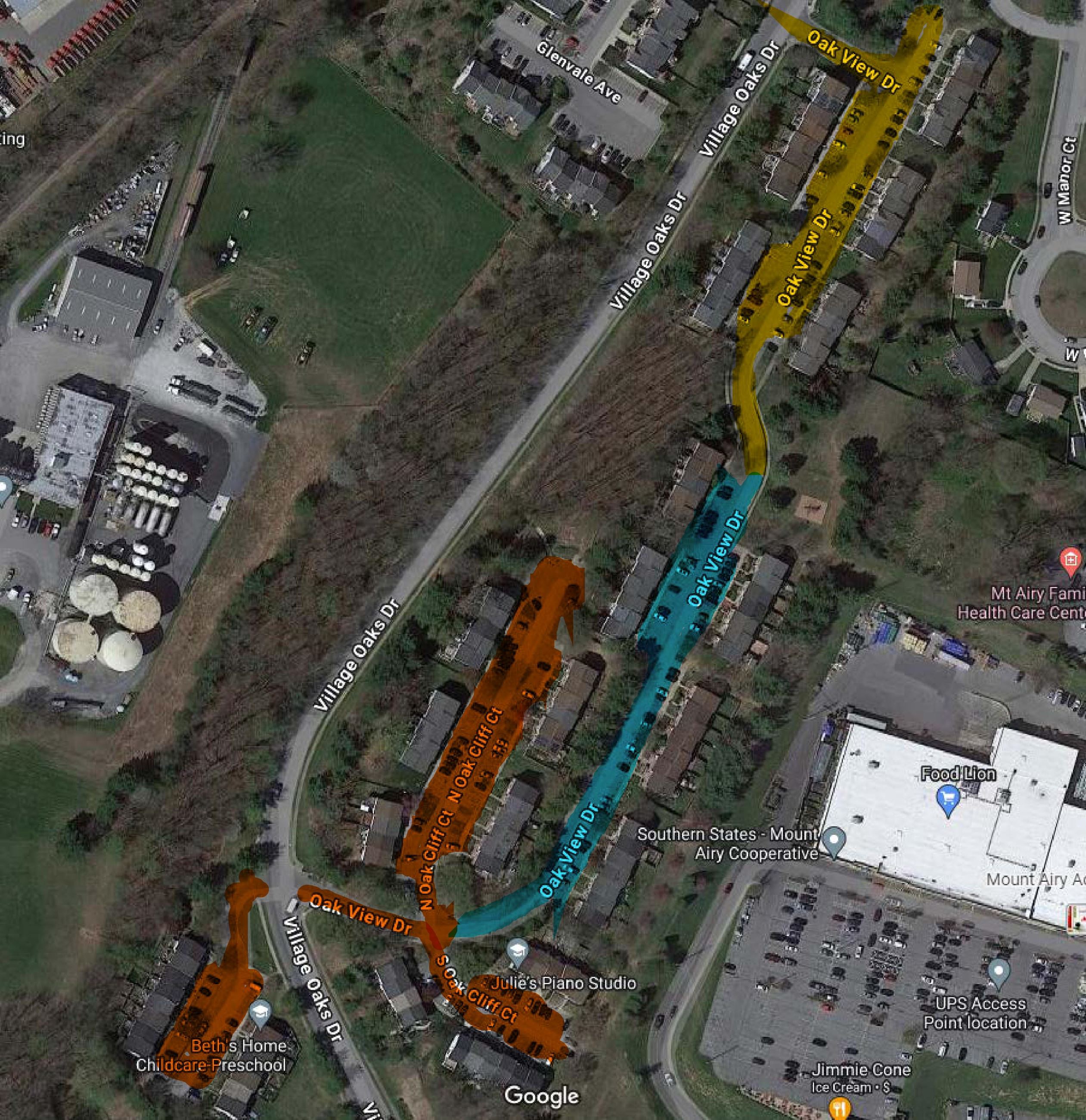 Village of Tall Oaks paving map