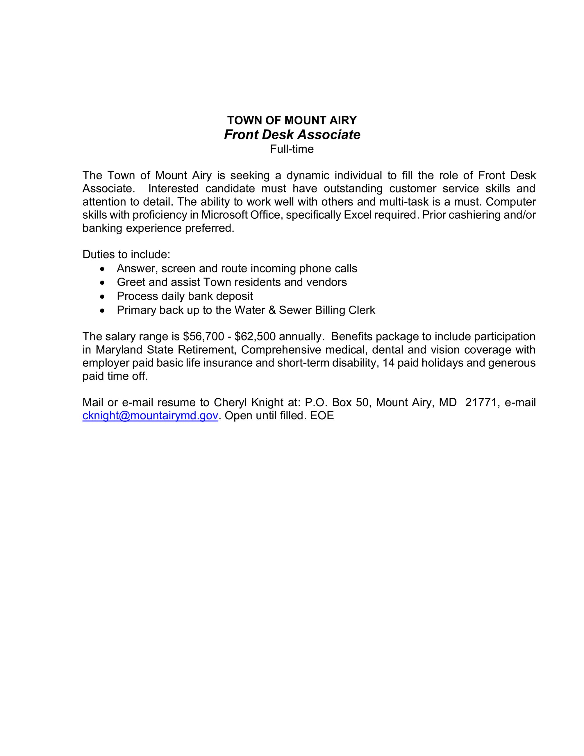 AD Front Desk Associate 0925