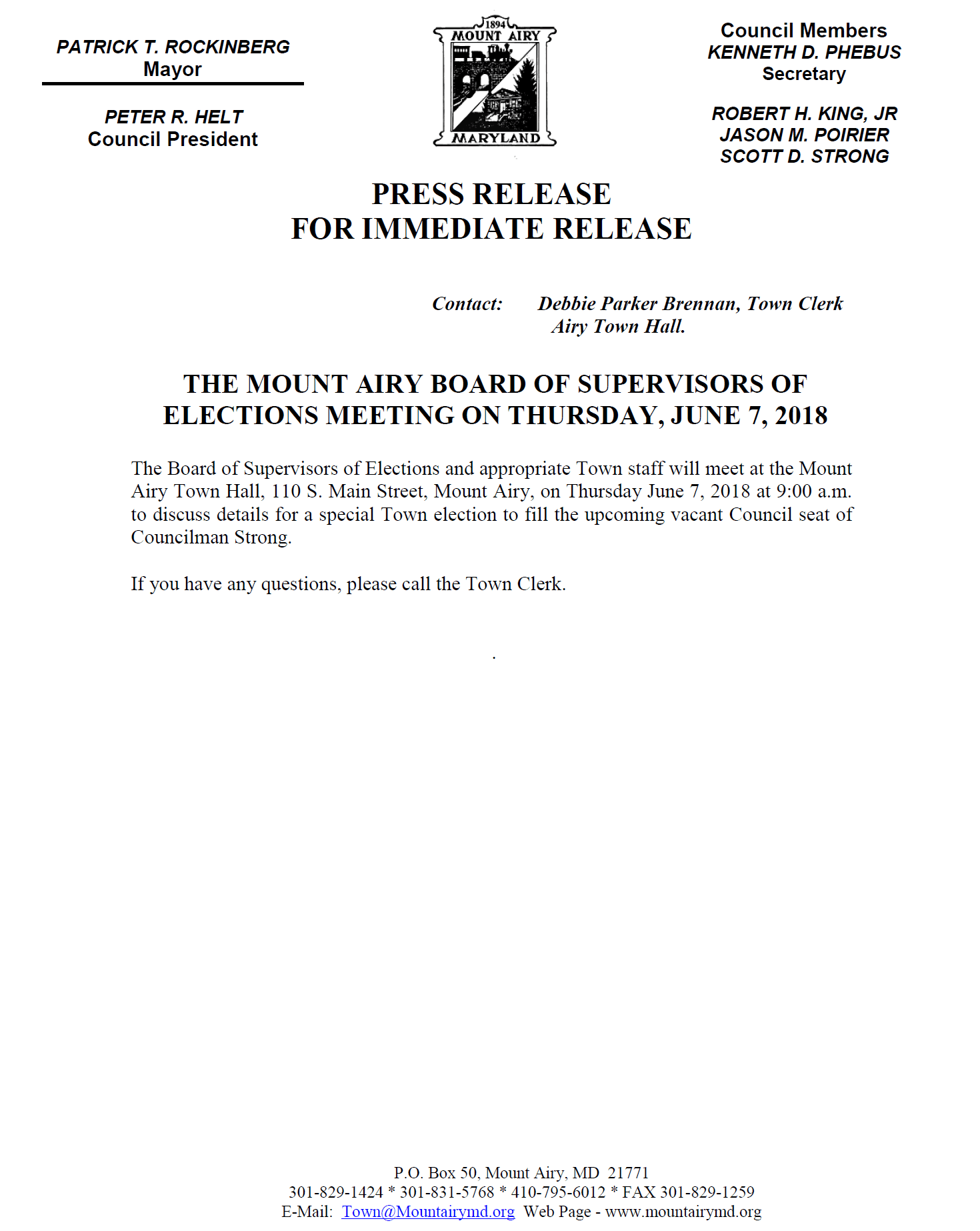 Press Release - Elections Meeting